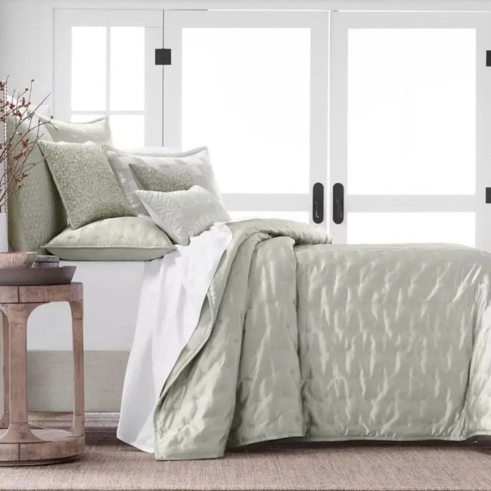 Hudson Park Nouveau Quilted EURO Sham Silver Color - Retail $150